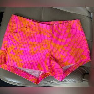 Lilly Pulitzer Shorts Pink And Orange Size 00 Scalloped Pockets Zipper Back